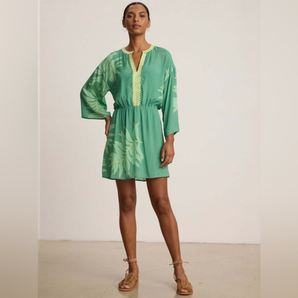 Green Palm Phoebe Cotton Palmetto Mini Dress from Velvet by Graham & Spencer